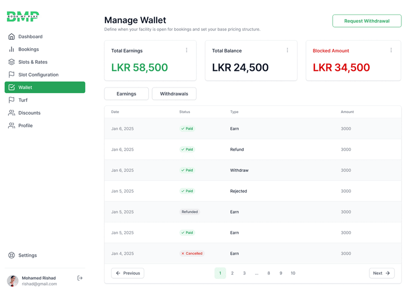 Check Wallet & Credits